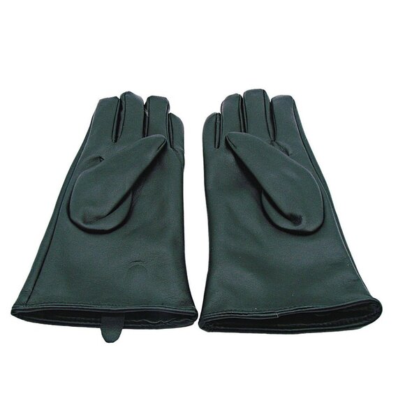 Womens Fashion Gloves Black Faux Leather Faux Fur Button Decor Wrist Length L/XL - Picture 3 of 9